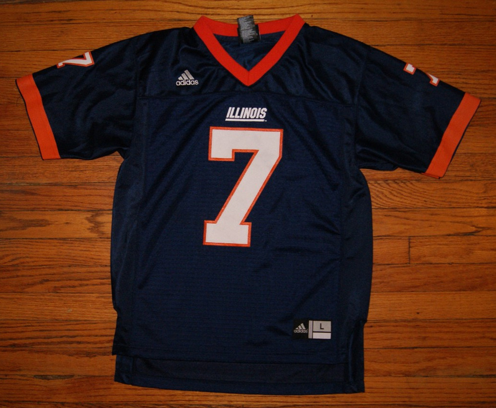Illinois Fighting Illini - Adidas Team Football Jersey - Youth Large - #7 - Navy